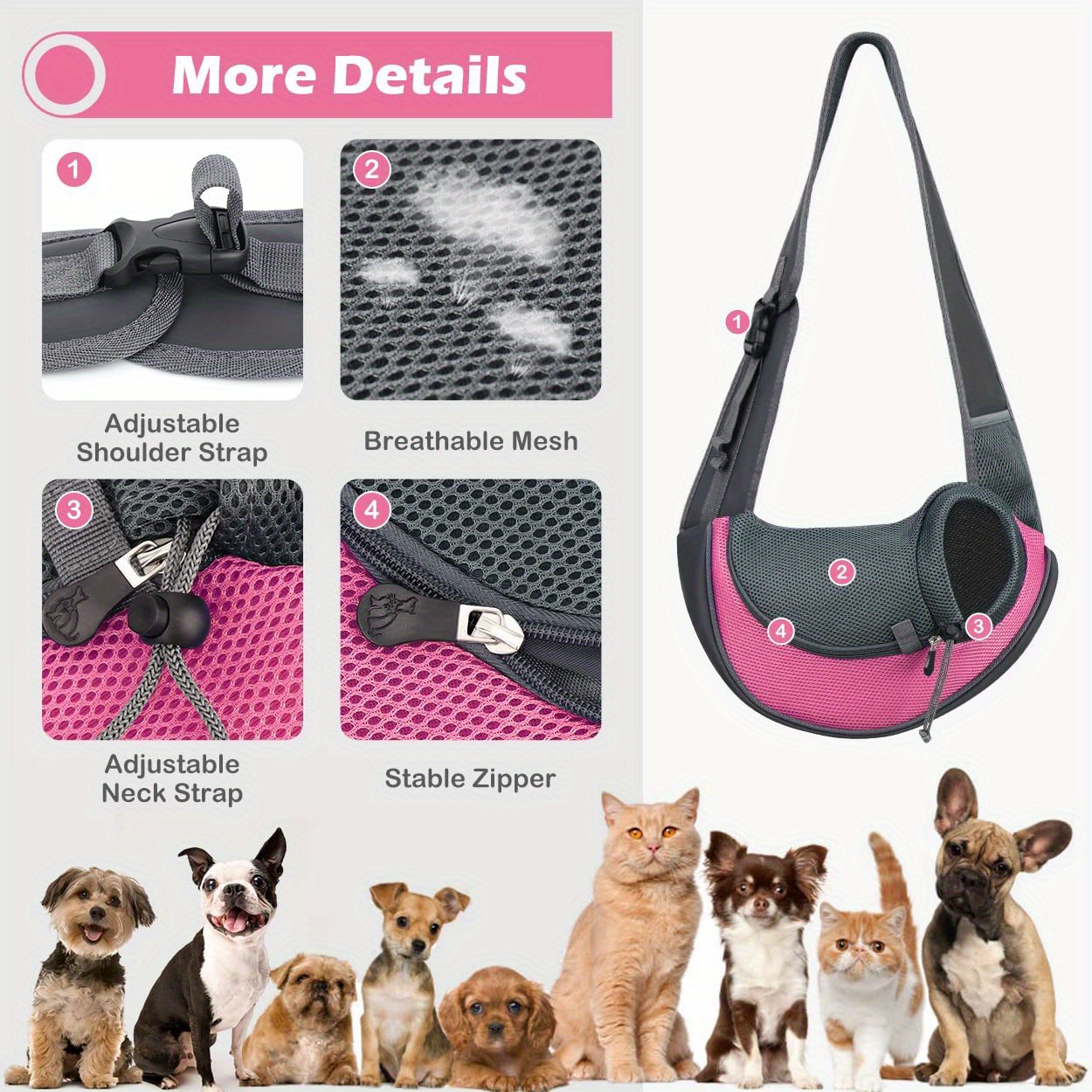 Breathable Reflective Pet Carrier Portable Small Dogcat Travel Bag