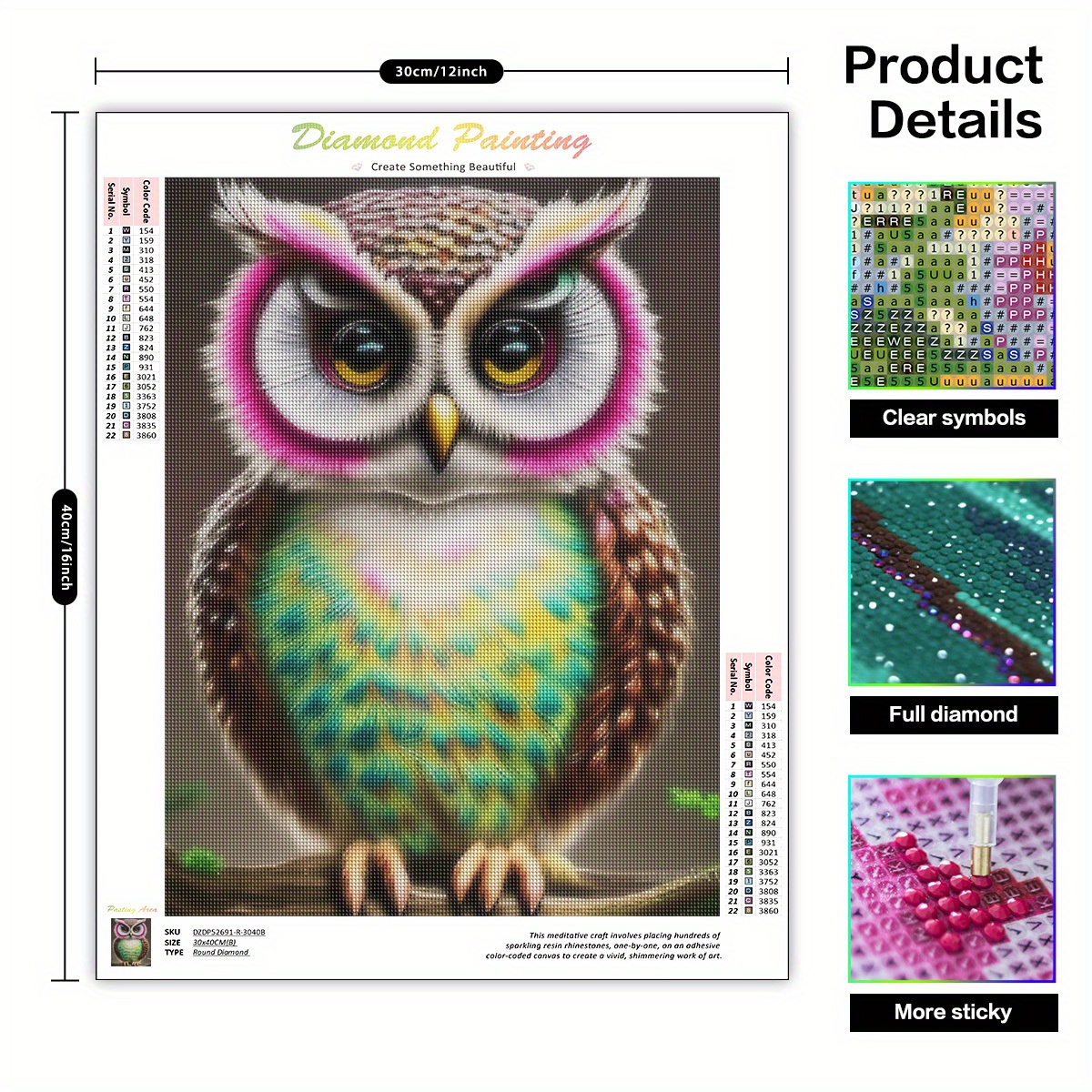 5d Diamond Painting Kit Owl Animals Full Square Diamond - Temu