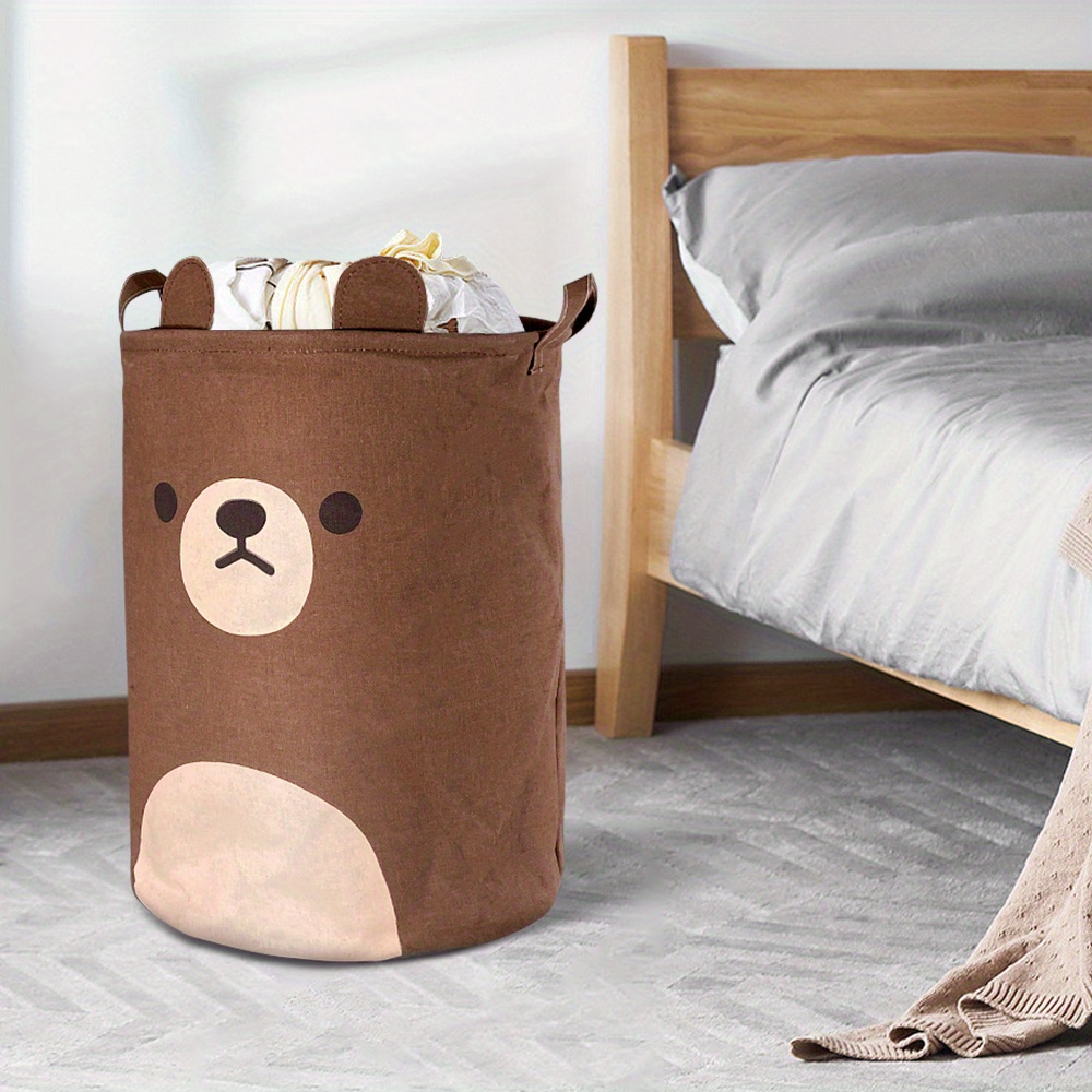 Cute Cartoon Bear Laundry Basket Fabric Laundry Hamper With - Temu