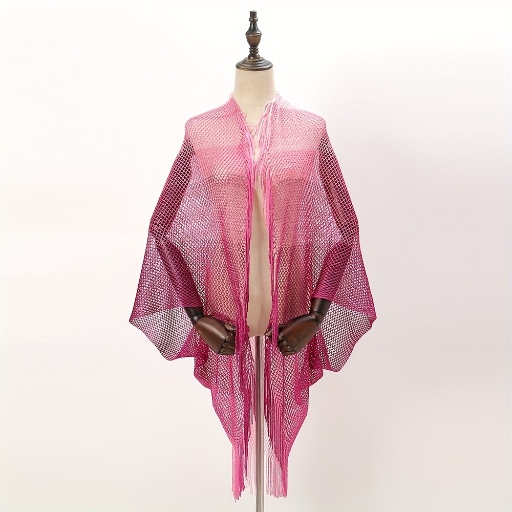 Boho Fringed Shawl Hollow Out Mature Wrap Sunscreen