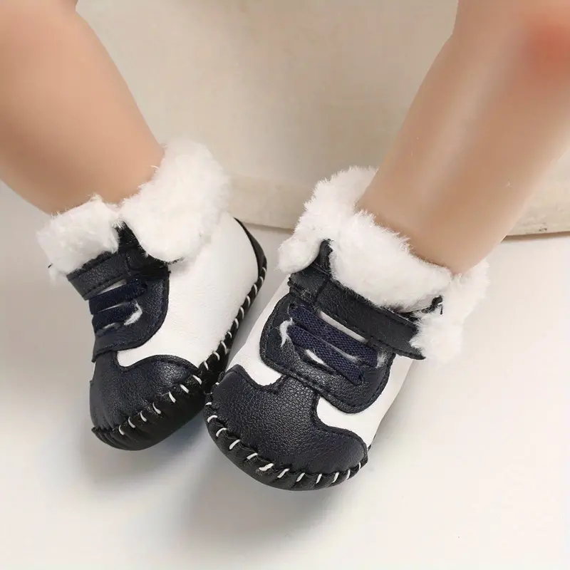 comfortable plus fleece boots for baby boys and girls soft and warm boots with hook and loop fastener for indoor outdoor walking all seasons details 4