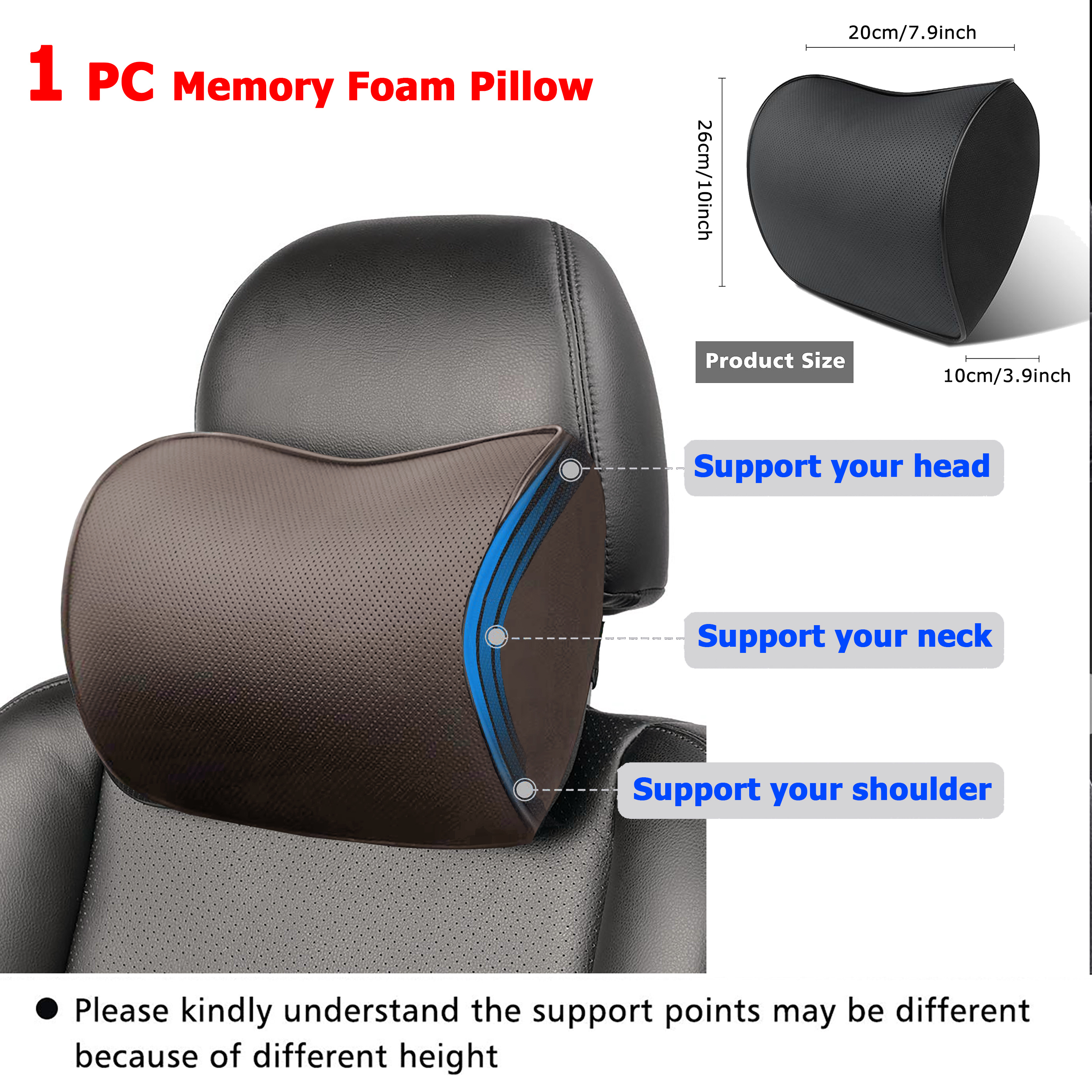 Black Car Neck Pillow For Driving Memory Foam Car Headrest - Temu