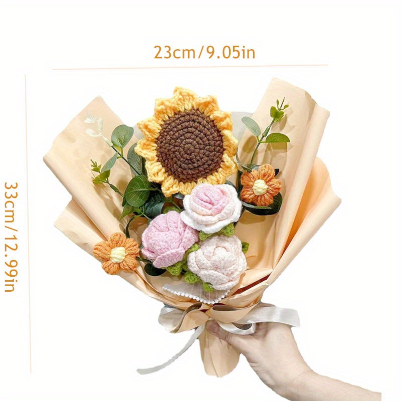 Crochet Flowers Bouquet Handmade Knitted Sunflower Bouquet – lunviu