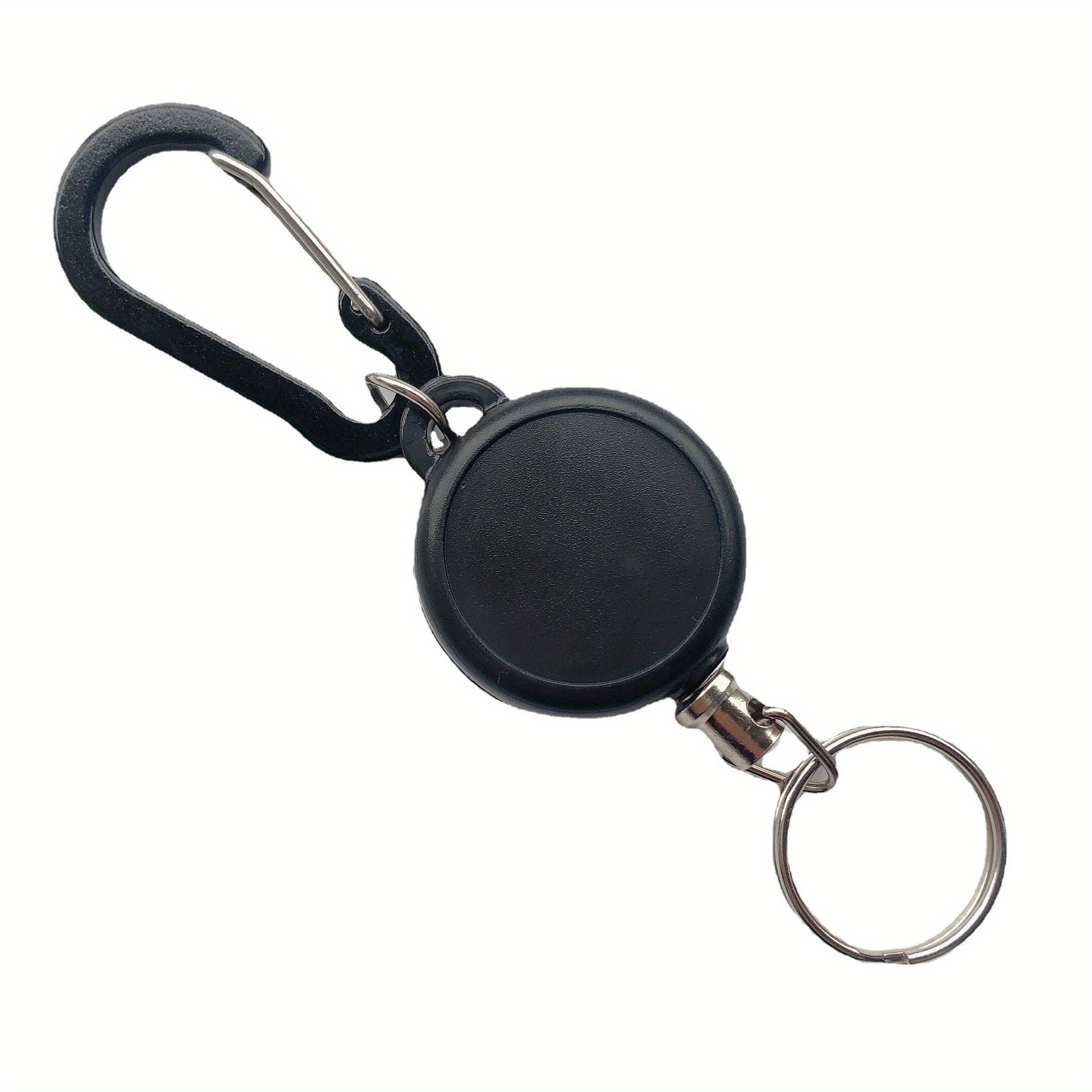 1pc Heavy-Duty Retractable Keychain Retractable Badge Holder Reel Clip ID Badge Holder with Steel Wire Rope, Black ID Card Badge Holder for Office