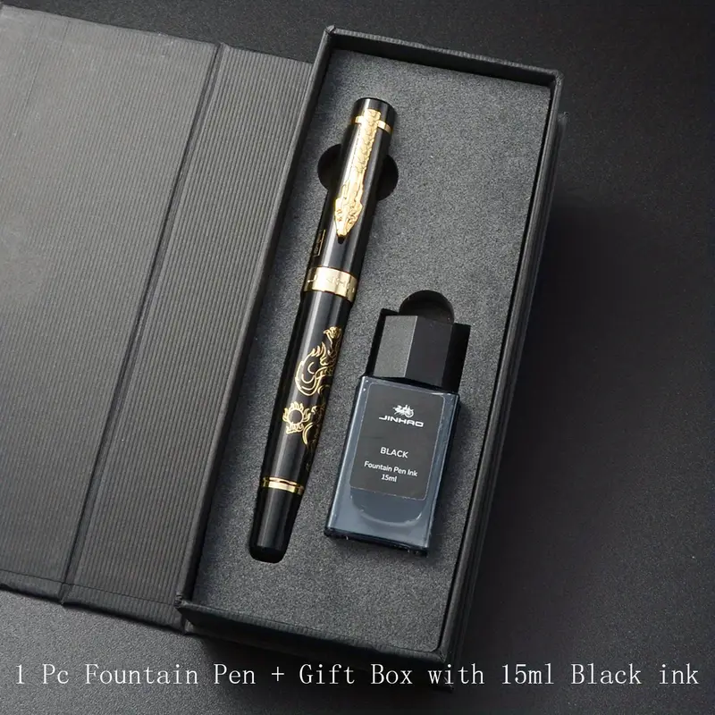 Boîte cadeau De Stylo plume Black Dragon Avec Encre Noire - Temu Belgium