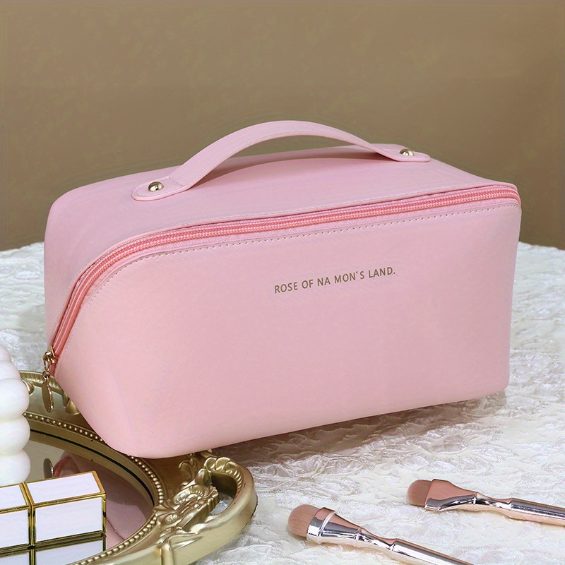 Makeup Bag Waterproof Pu Leather Cosmetic Storage Bag Large Temu United