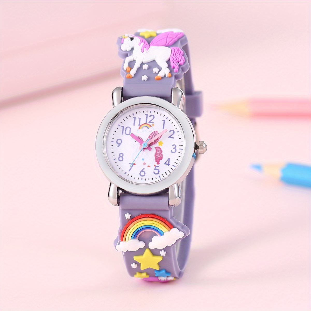 rainbow wings unicorn flying horse kids cartoon watch ideal choice for gifts