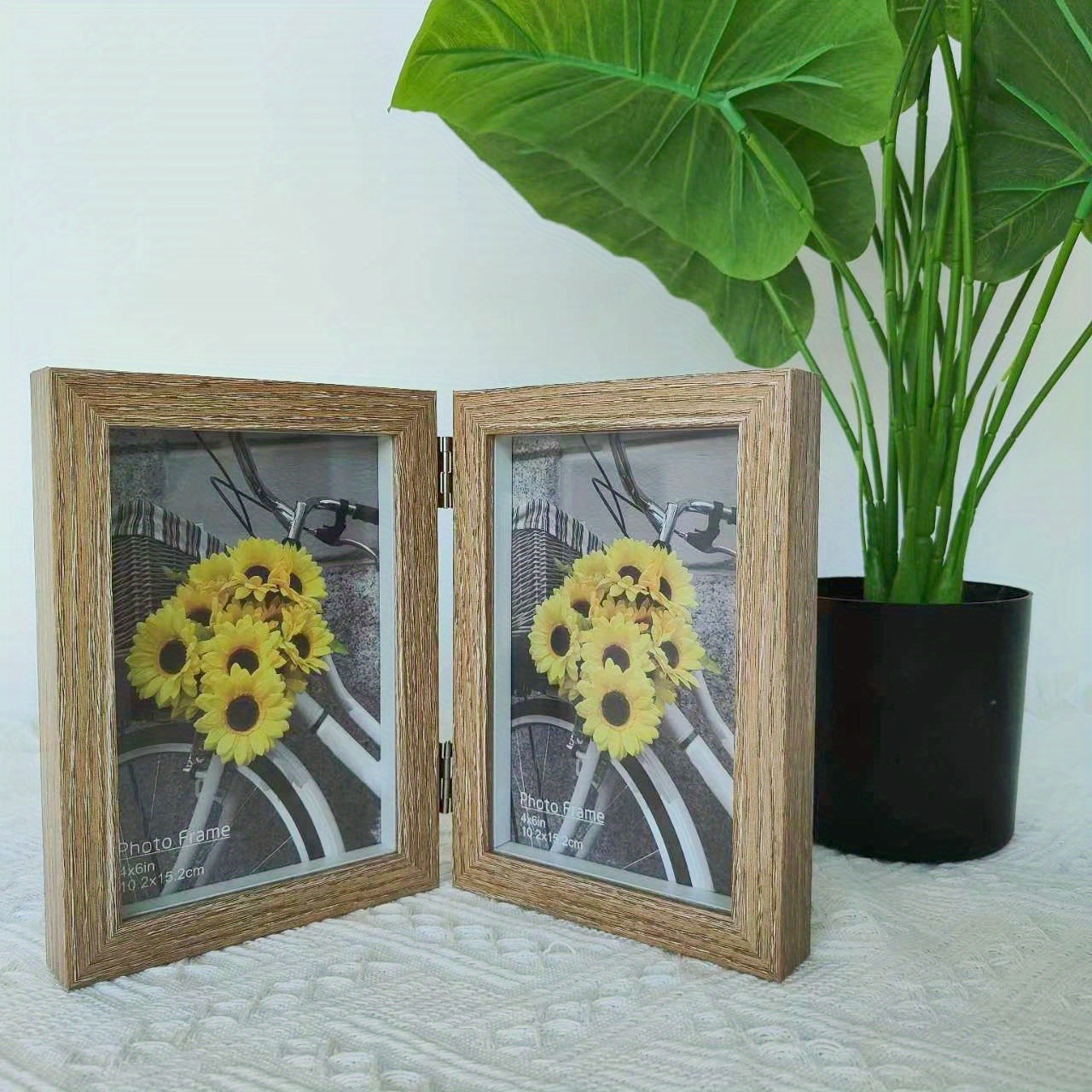 Light Wood Grain Modern Foldable Photo Frame 4x6 Double Temu