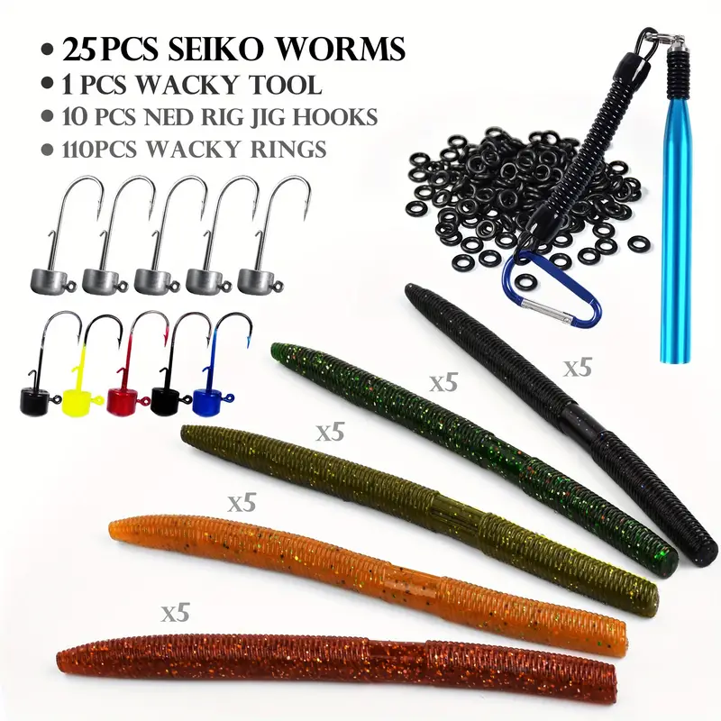 Wacky Rig Fishing Worm Kit Senko Bait Soft Plastic Lures - Temu