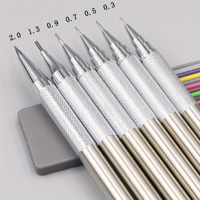 Haile Mechanical Pencils Set Metal Pencil Marker With Lead Refill 0.3 0.5  0.7 0.9 1.3 2.0