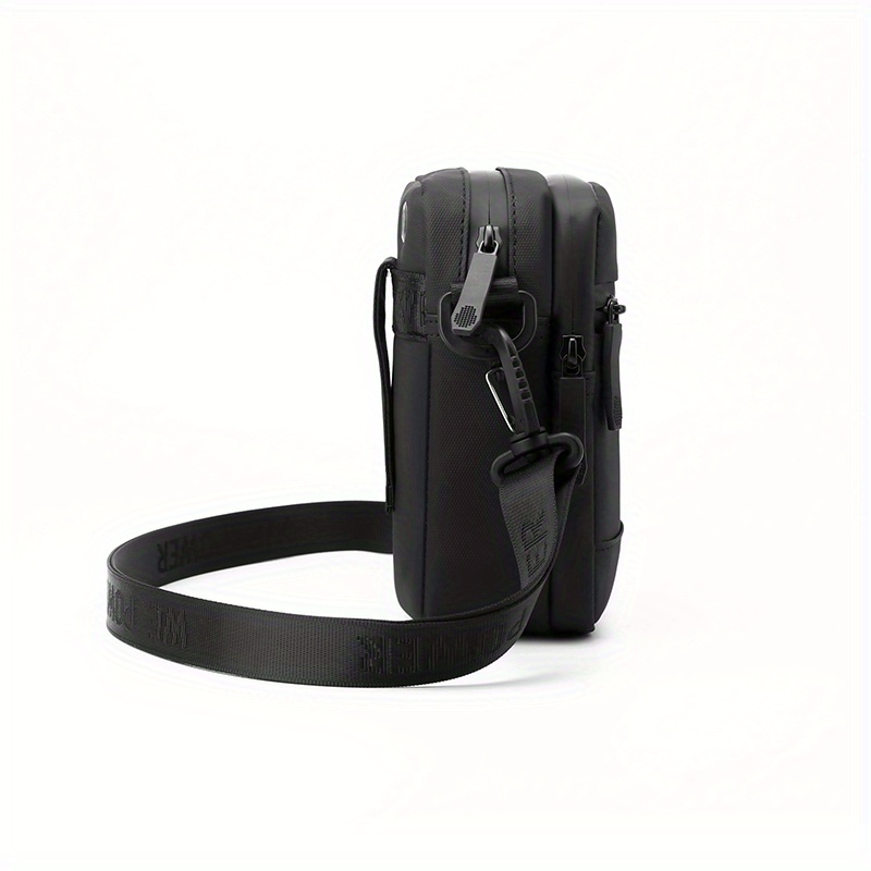 Multifunctional Black Men's Diagonal Shoulder Bag PVC Shoulder Bag