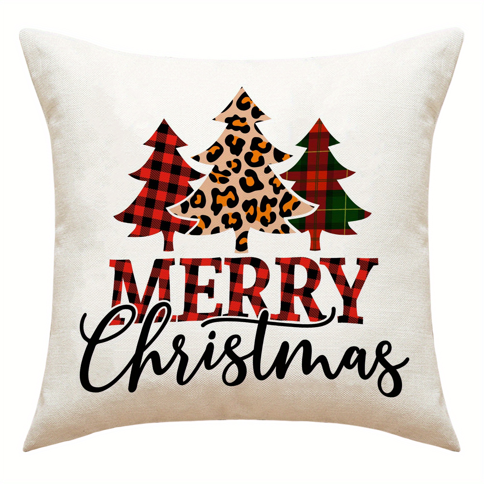 Rustic Christmas Pillow Covers 18x18 Inch Set Of 4, Buffalo Check