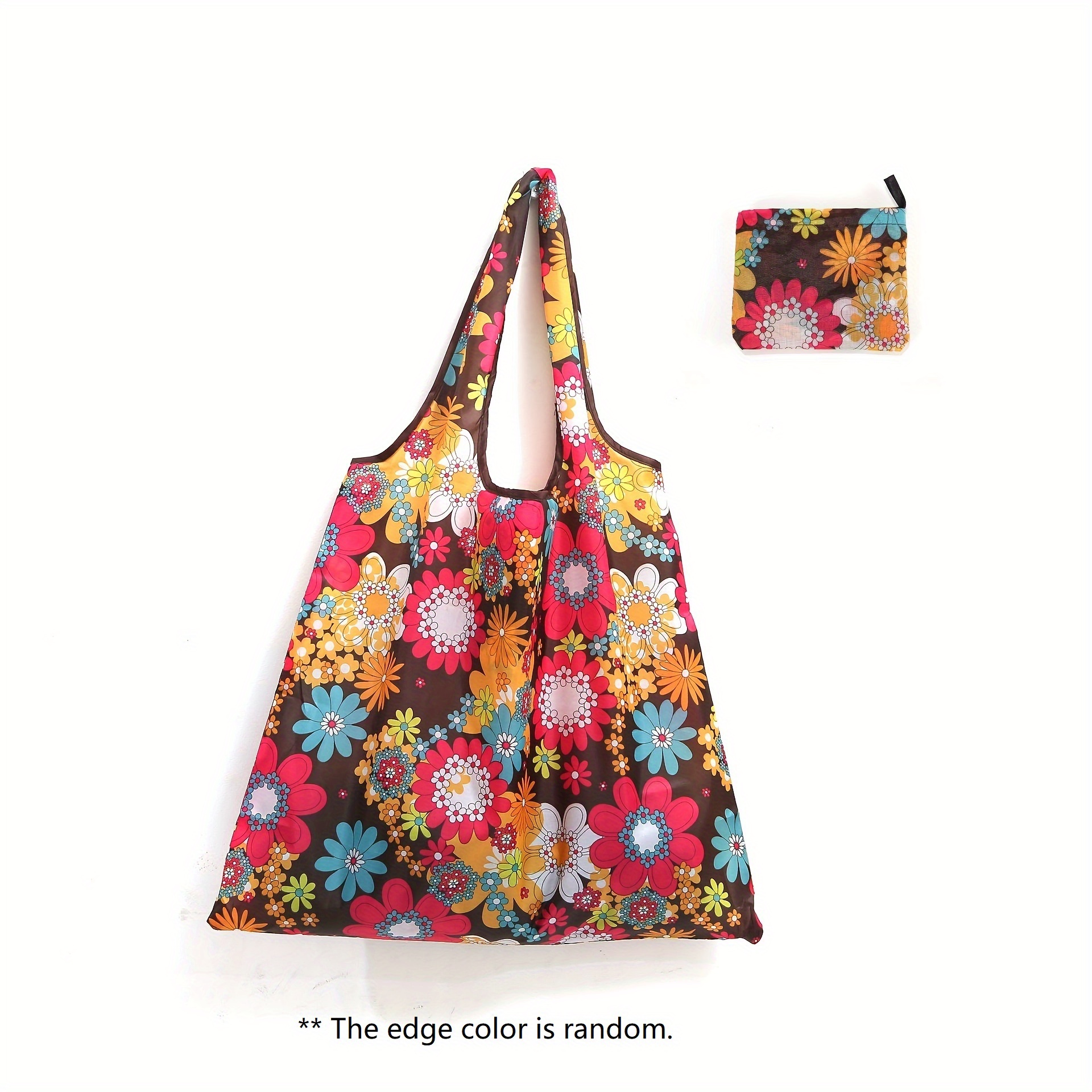Print Foldable Shopping Bag Large Capacity Polyester - Temu