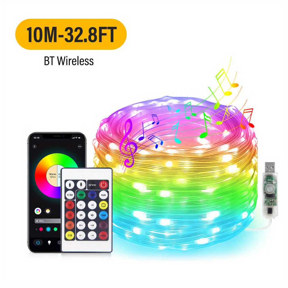 Christmas Rgbic String Light Smart Wireless Led Garlands Usb - Temu