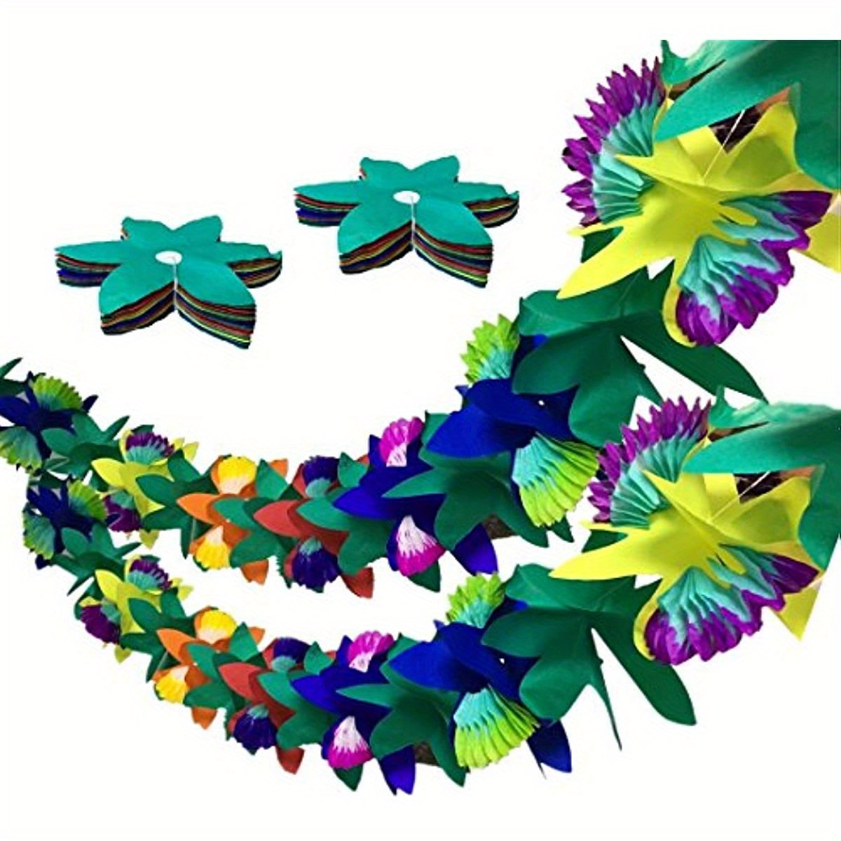 Tropical Paper Flower Garlands For Hawaiian Hawaiian Party - Temu