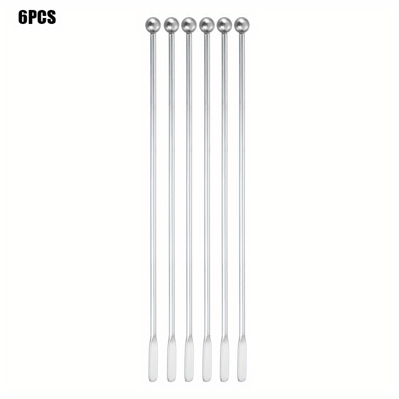 Geege 10pcs Cocktail Paddle Drink Stirrers, Stainless Steel Coffee Stirrers Reusable Beverage Swizzle Stick for Bar Party Home Office, Silver