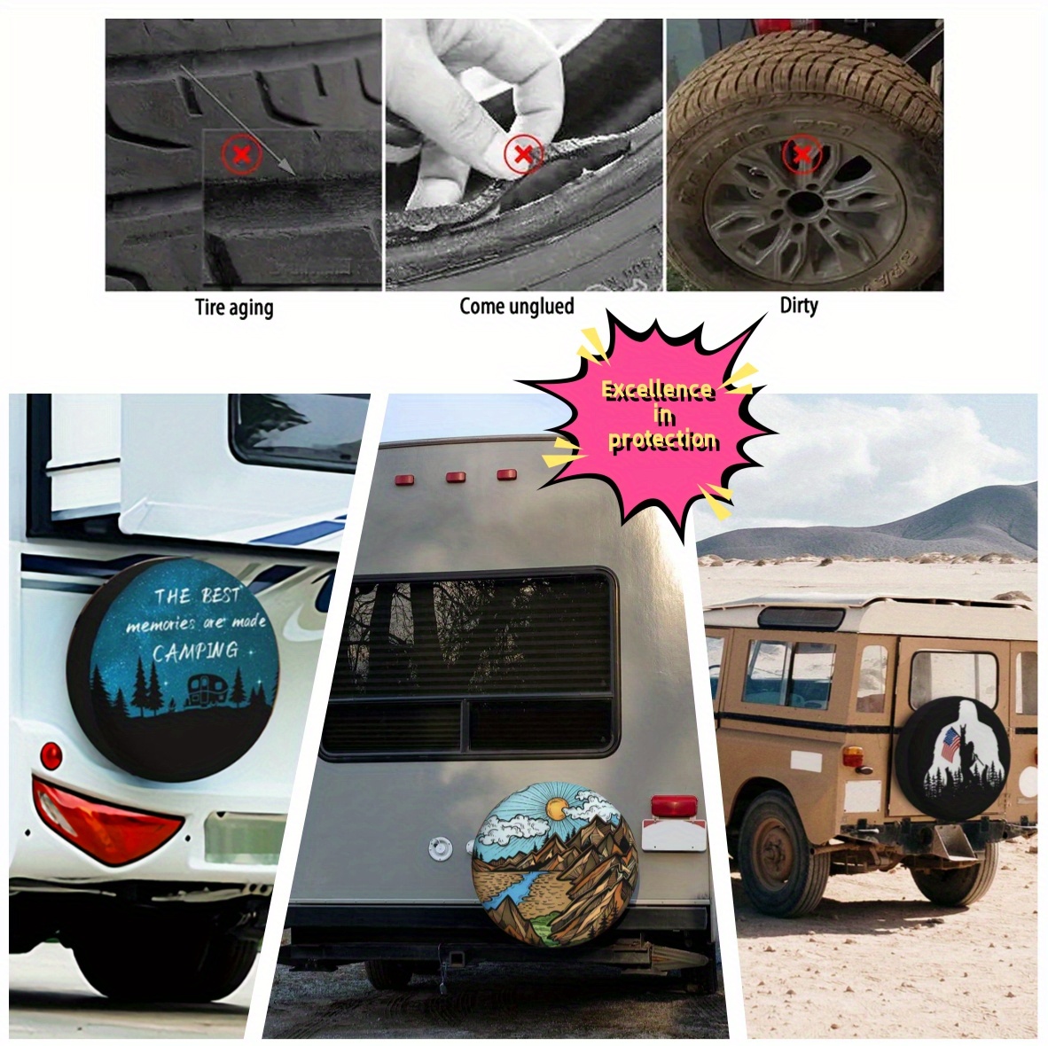 Cat Dog Paw Spare Tire Cover Wheel Protectors Universal Dust-Proof Waterproof Fit for Trailer Rv SUV Truck Camper Travel Trailer 17 inch - 5