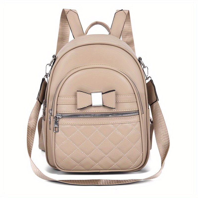 Quilted Bow Decor Large Capacity Backpack