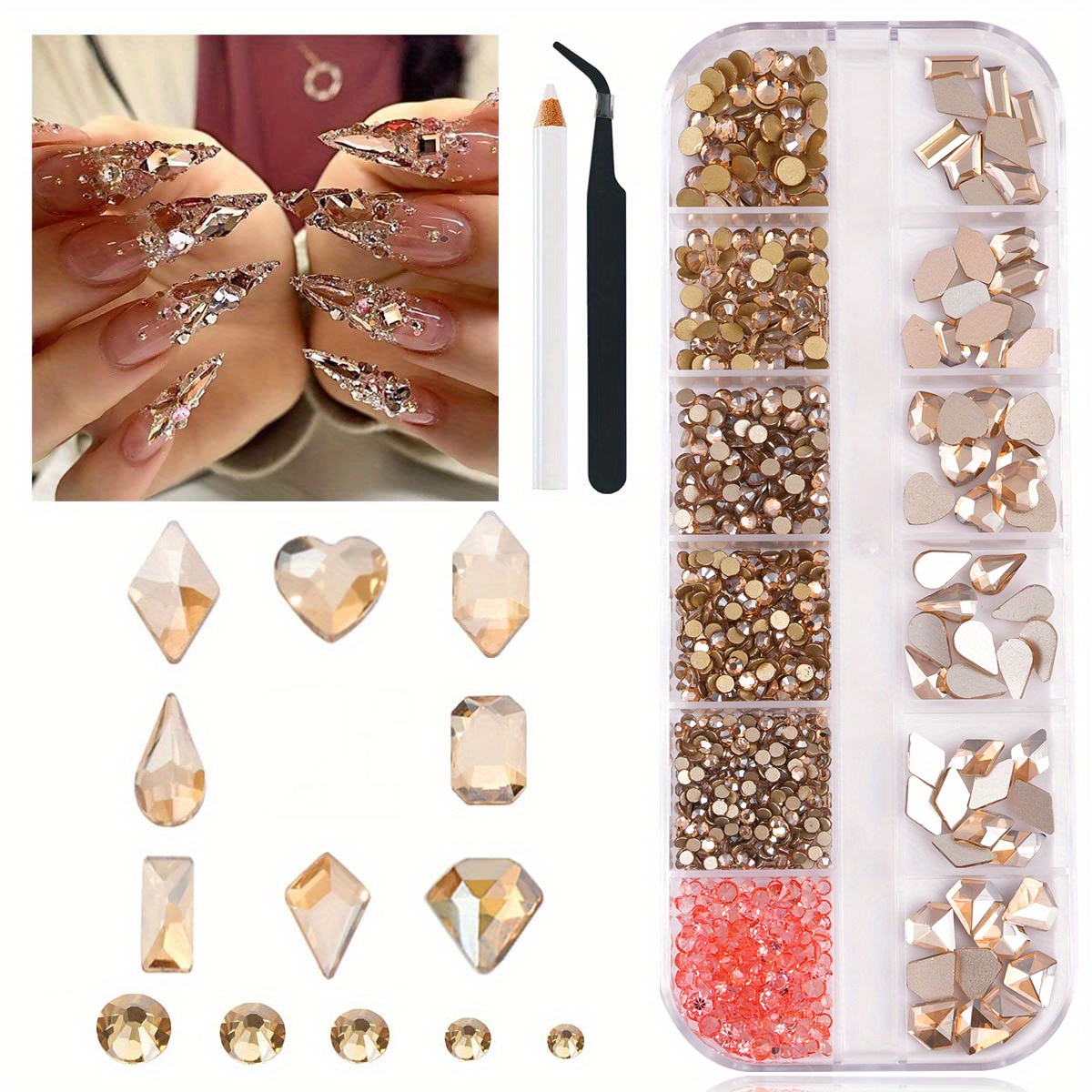  Nail Art Rhinestones 28 Boxes Crystal Pearl Nail Gems Diamond Pearl  Nail Art Charms Nail Art Studs Nail Sequins for DIY Crafts Nail Art  Decorations : Beauty & Personal Care