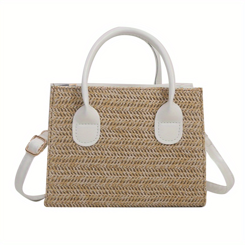 Summer Straw Tote Bag Women Handmade Woven Crossbody Bag - Temu Australia