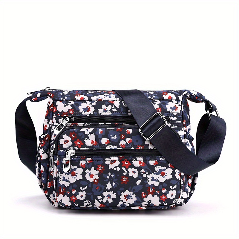 Nawoshow Nylon Floral Multi-Pocket Crossbody Purse Bags for Women Travel  Shoulder Bag