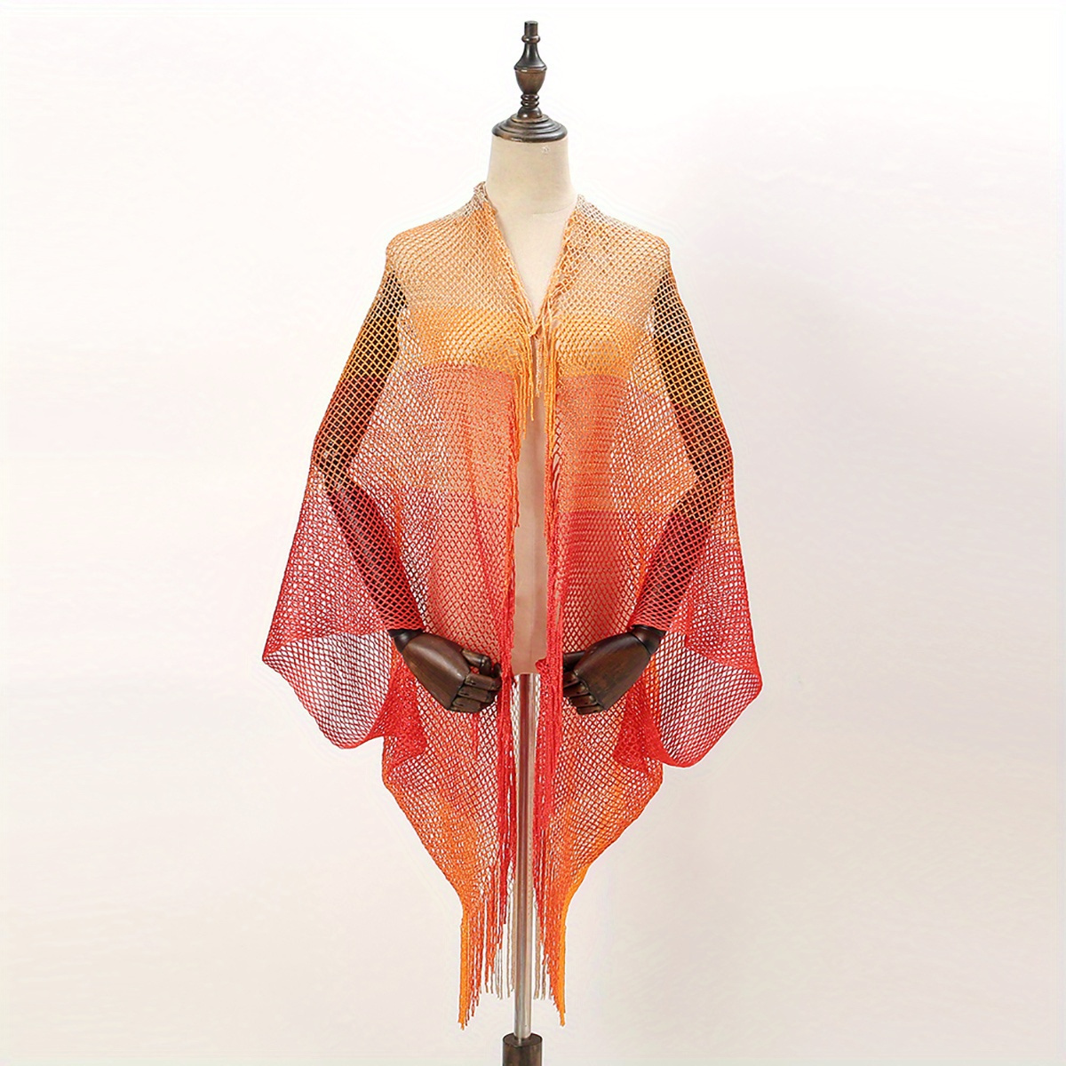 Boho Fringed Shawl Hollow Out Mature Wrap Sunscreen