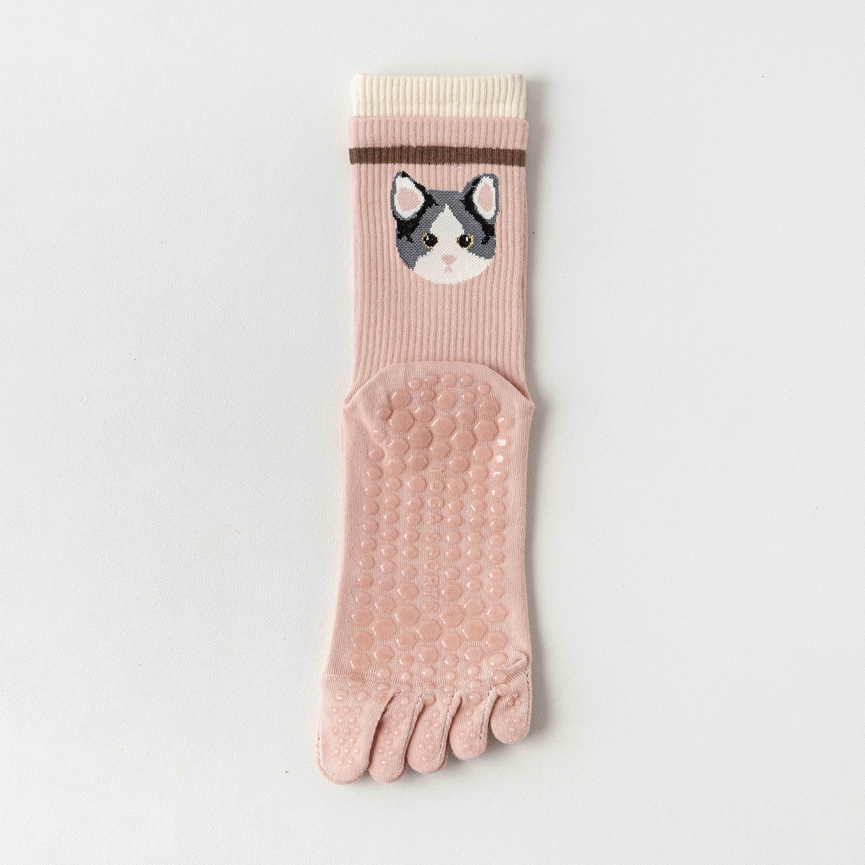 1 Pair Cartoon Dog Yoga Socks Non Slip Five Toe Socks Breathable
