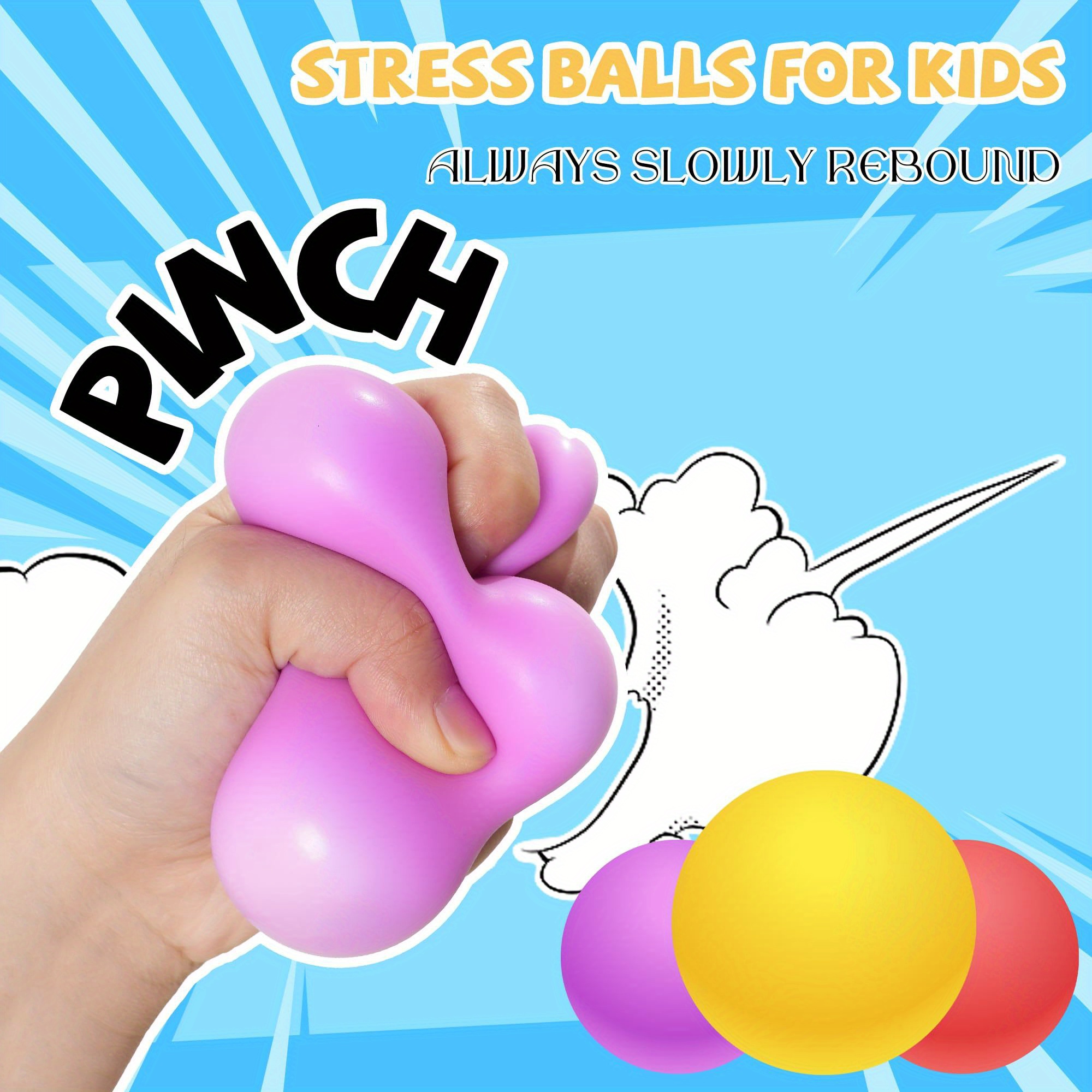 Pull, Stretch And Squeeze Stress Balls - Elastic Construction Sensory Balls  - Ideal For Stress And Anxiety Relief