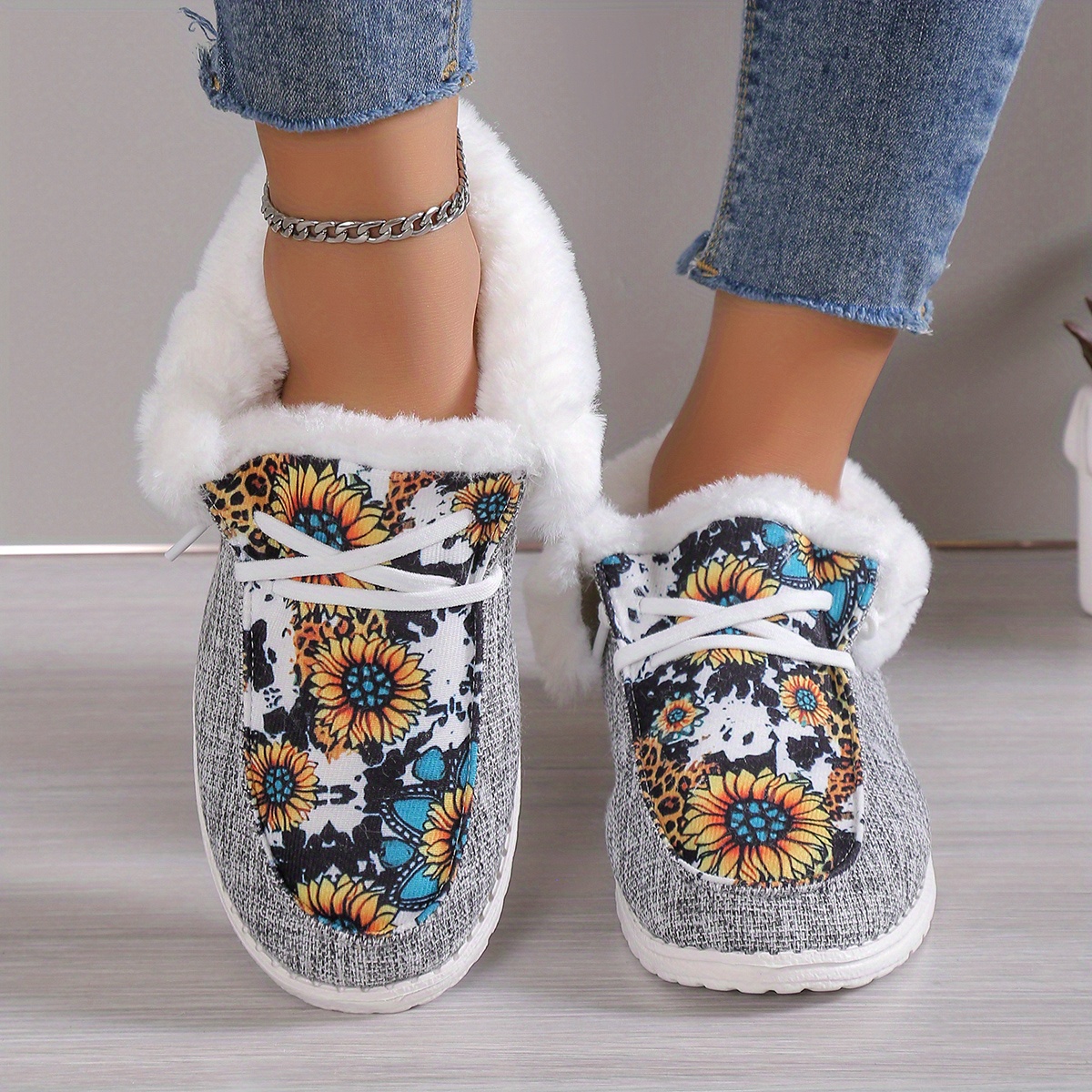 fuzzy ankle slippers