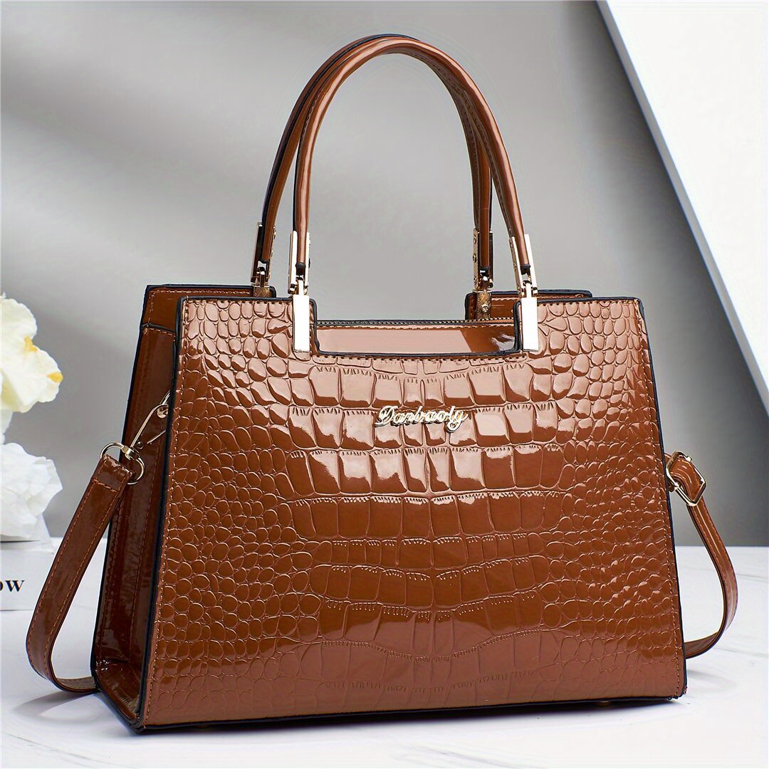 1pc Elegant Versatile Crocodile Pattern Leather Handbag, Multifunctional  Handbag Crossbody Bag, Fashion Trendy Versatile Bag, Women's Outdoor Travel