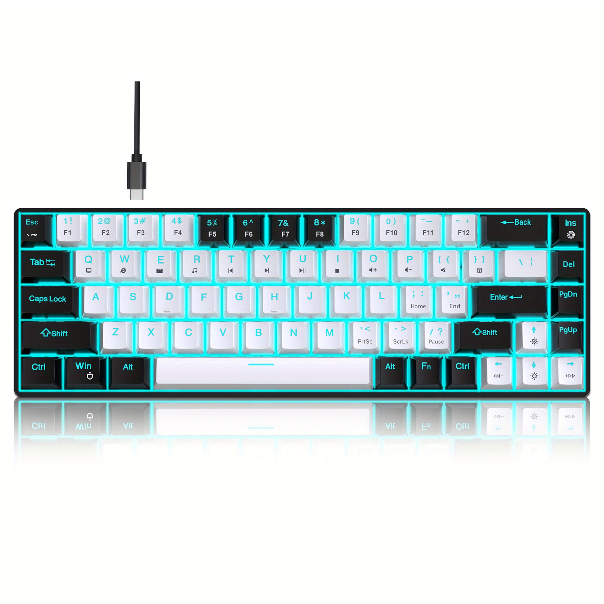 Tastiera Da Gioco Meccanica Portatile Al 60%, Tastiera Da Ufficio Mini  Cablata Compatta Con Retroilluminazione A Led Blu Ghiaccio 68 Tasti E  Interruttore Azzurro Per Laptop Pc Windows, Regalo Di  Compleanno/pasqua/president's Day/per