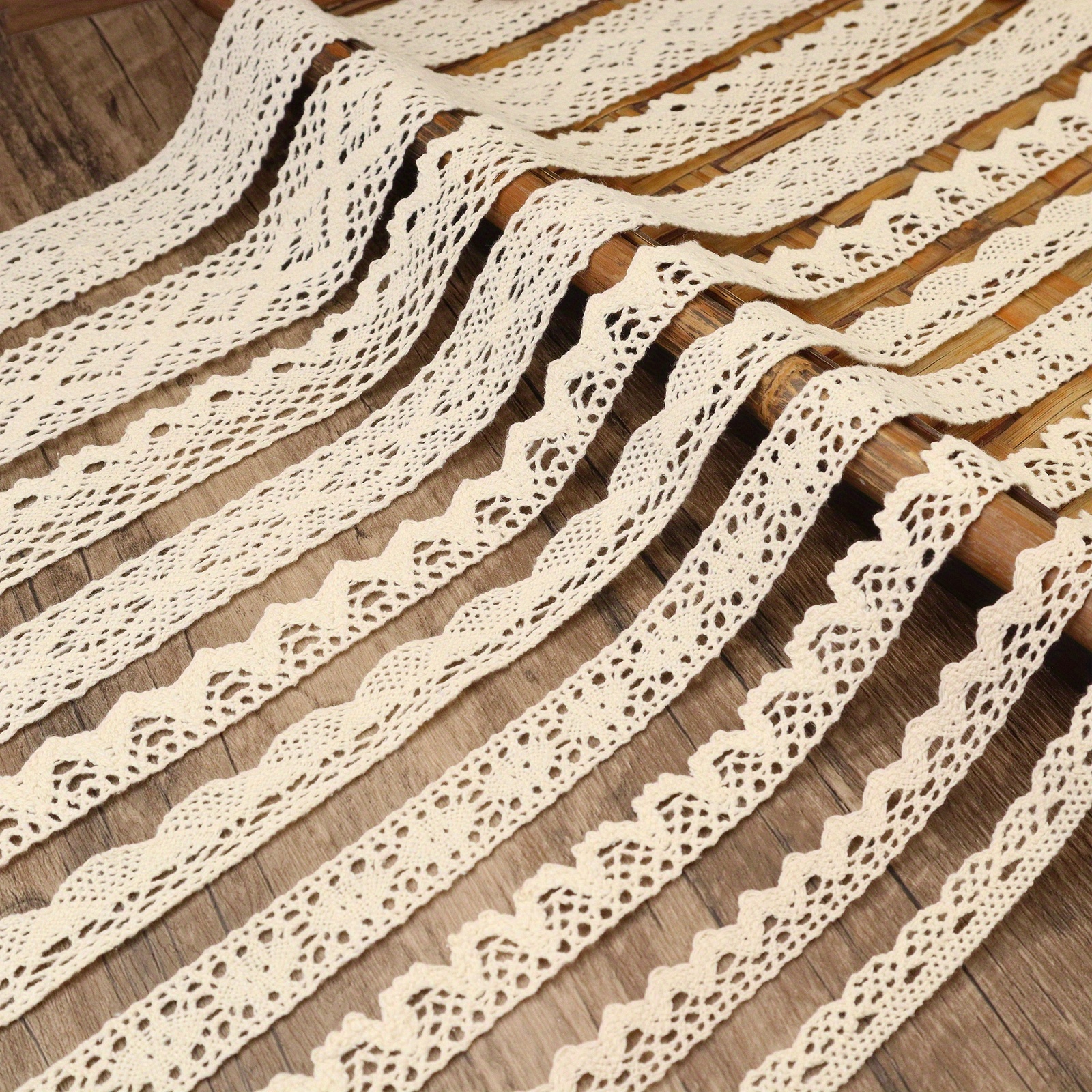 IDONGCAI Beige Cotton Lace Trim Lace Ribbon Fabric Fringe Trim DIY