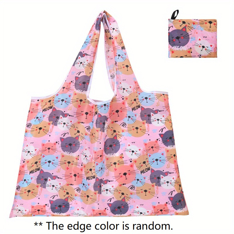 Print Foldable Shopping Bag Large Capacity Polyester - Temu