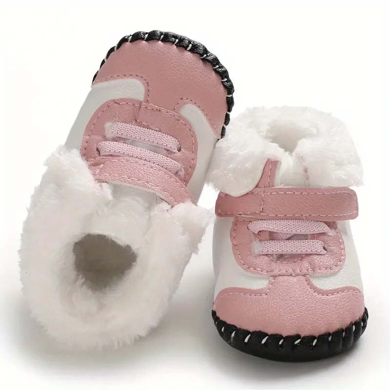 comfortable plus fleece boots for baby boys and girls soft and warm boots with hook and loop fastener for indoor outdoor walking all seasons details 1
