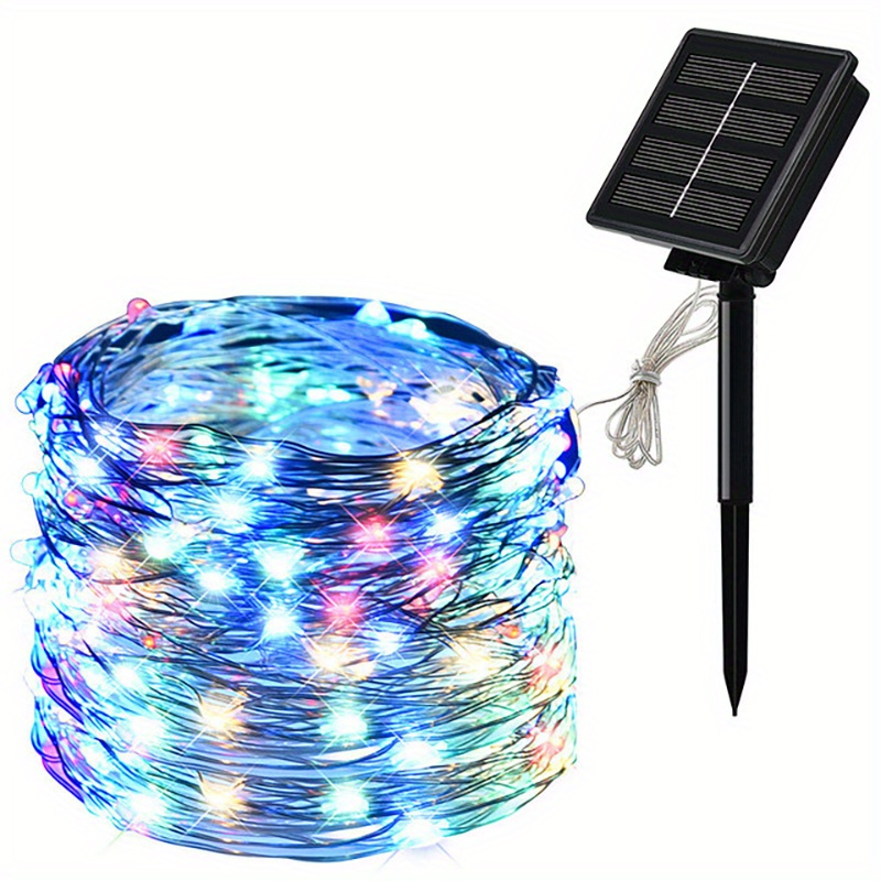 2 Piezas 100 Luces Led Cadena Alambre Cobre Solar Exteriores - Temu