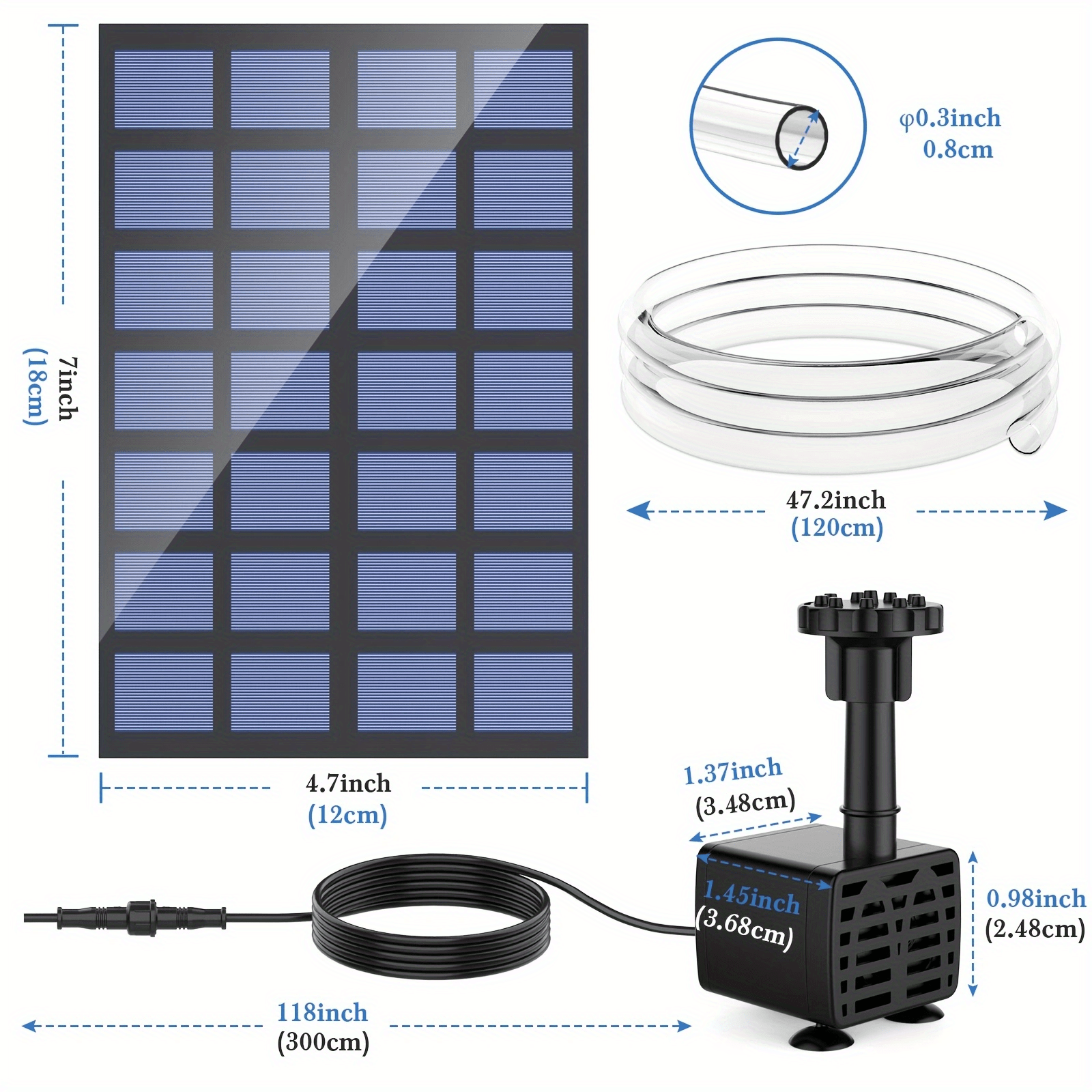 Solar Water Pump Kit with 6 Nozzles for Outdoor Water Feature