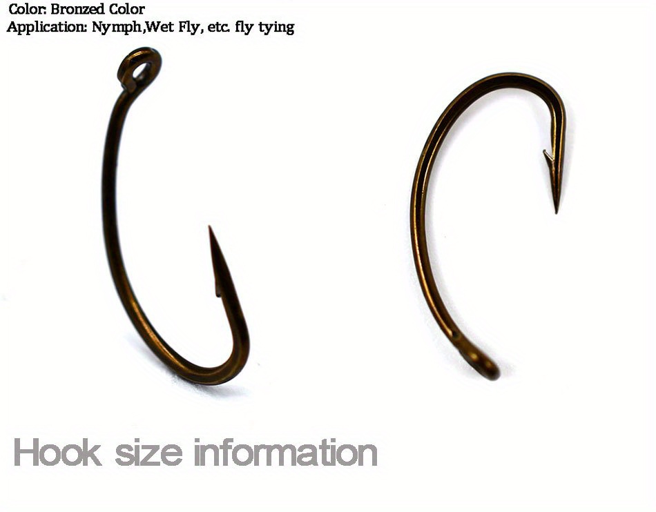 50pcs/Pack Nymph Wet Fly Tying Hook Bronzed Color Barbed Trout
