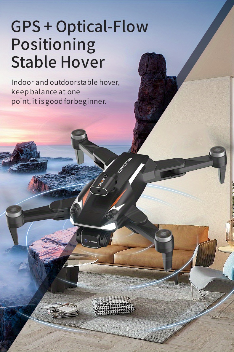 large obstacle avoidance drone hd dual cameras gps one key takeoff and return auto return high low speed switching headless mode orbit flight details 5