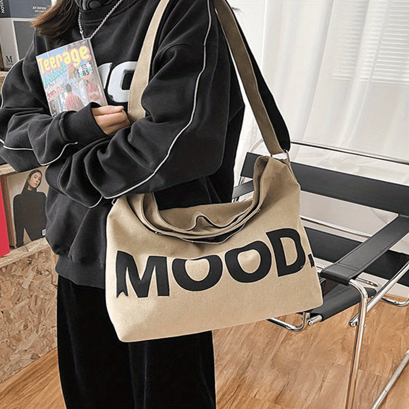 Teenager Casual Canvas Textile Big Capacity Hobo Pouch Side