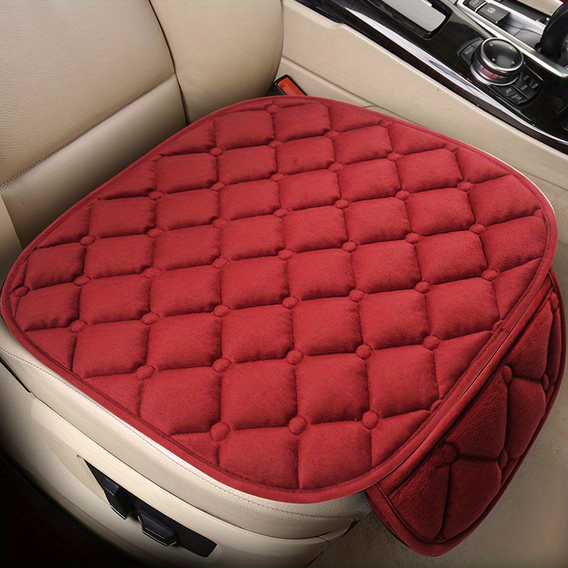 SHSEMO Full Set of car seat Covers, Winter Velvet Non-Slip car seat Cushion  3 pcs Set for Cars, SUVs and Trucks (Orange, 1PCS Cushion)