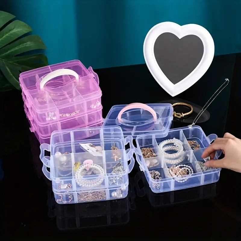 3 Layers Plastic Jewelry Bead Storage Box Container Organizer Case Craft  150mm