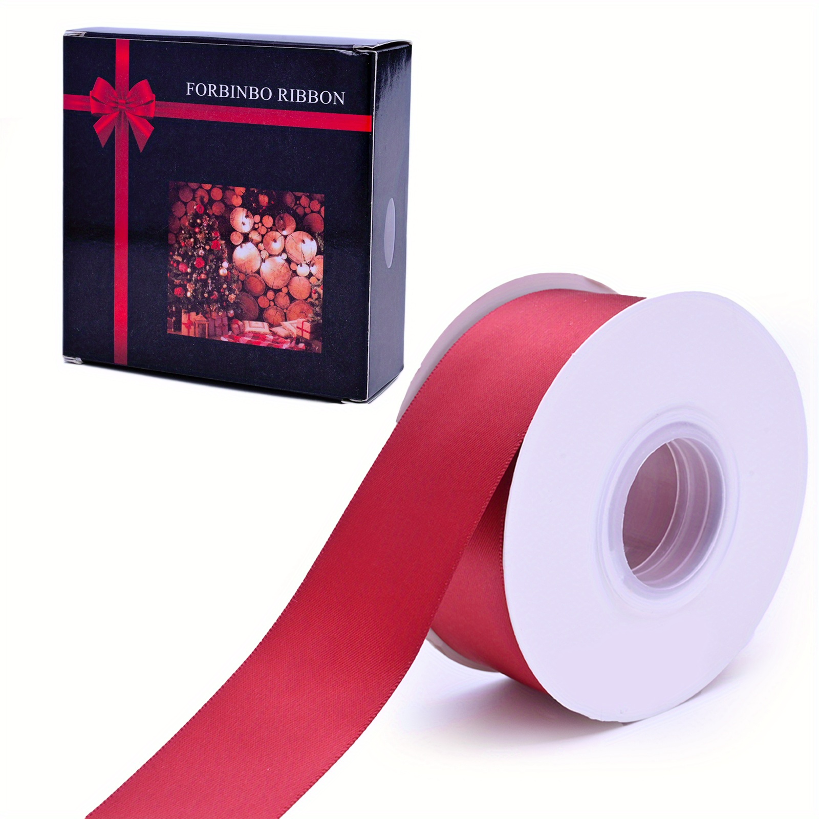 Red Ribbon 1-1/2 Inch x 25 Yards Solid Color Fabric Satin Ribbon for Gift  Wra