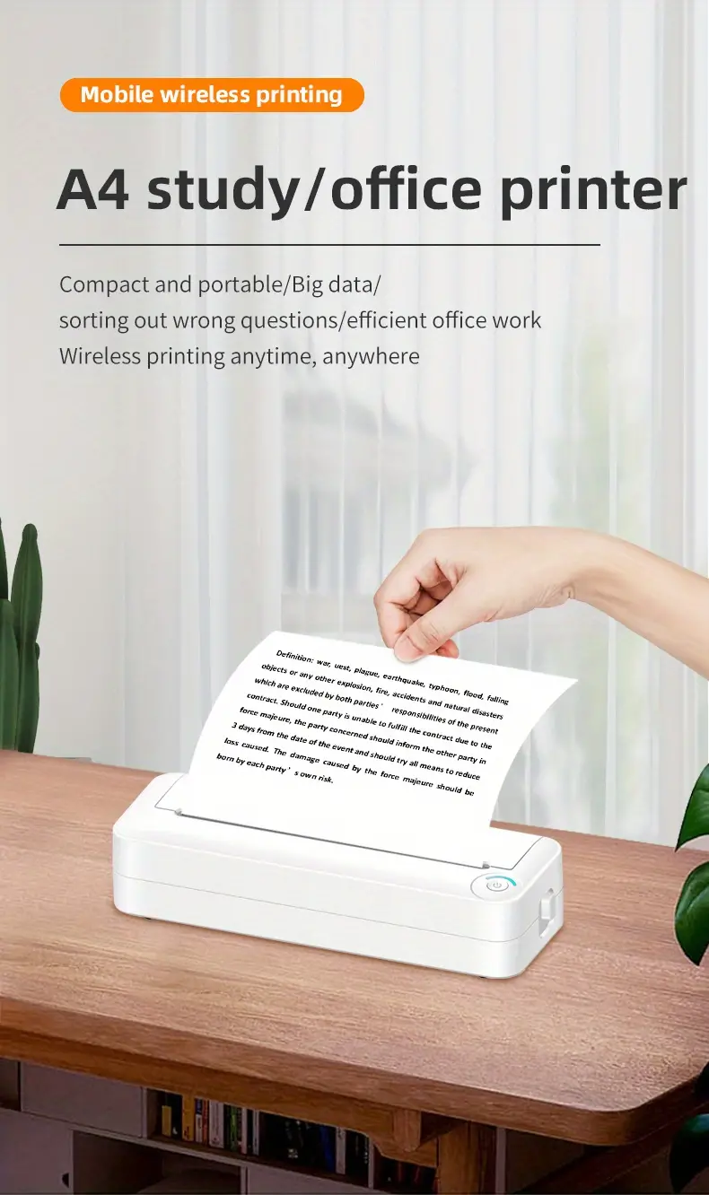 portable a4 printer print pdfs thermal prints more usb home business mobile printing with large capacity battery details 0