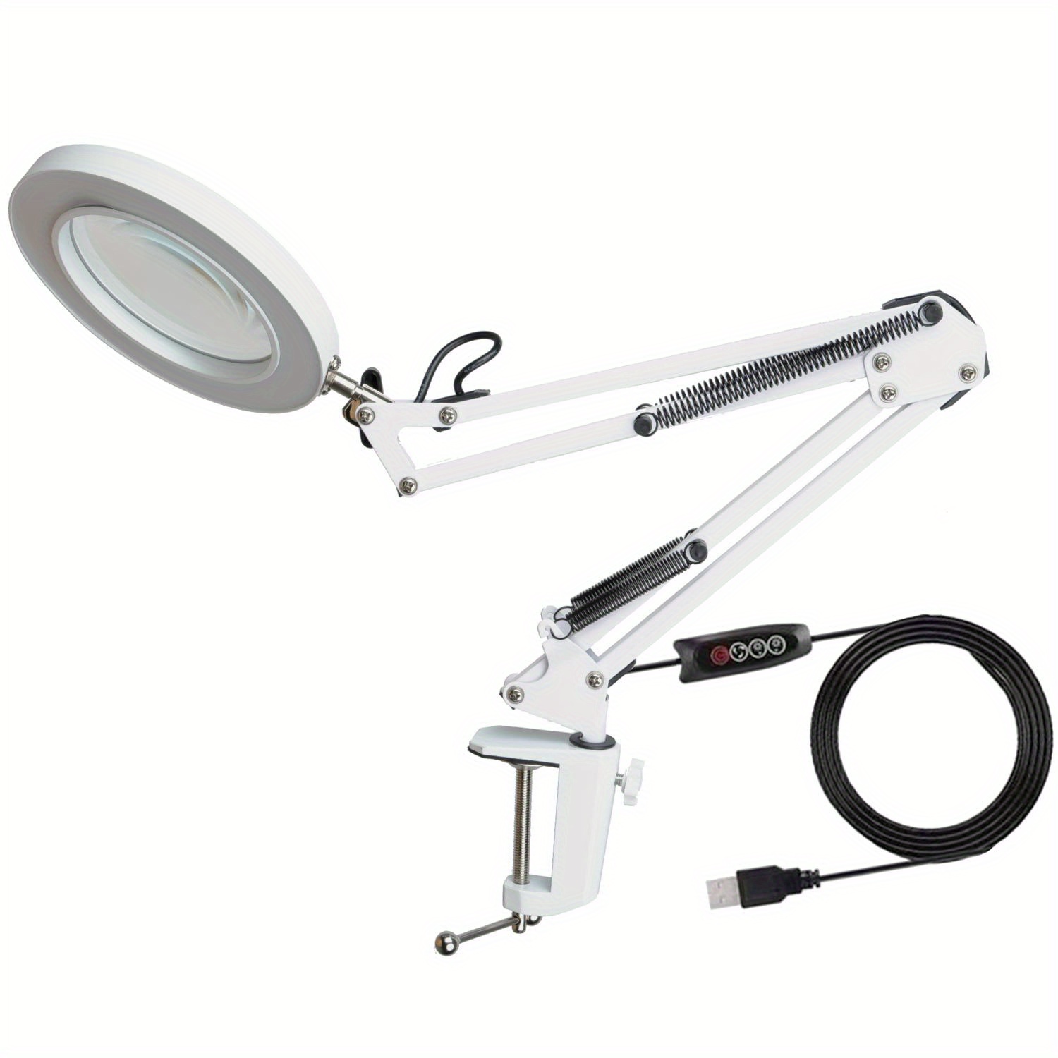 Veemagni 10X Magnifying Glass with Light, 5 Color Modes Stepless Dimmable  2-in-1 Desk Lamp and Clamp, LED Lighted Magnifier with Light and Stand