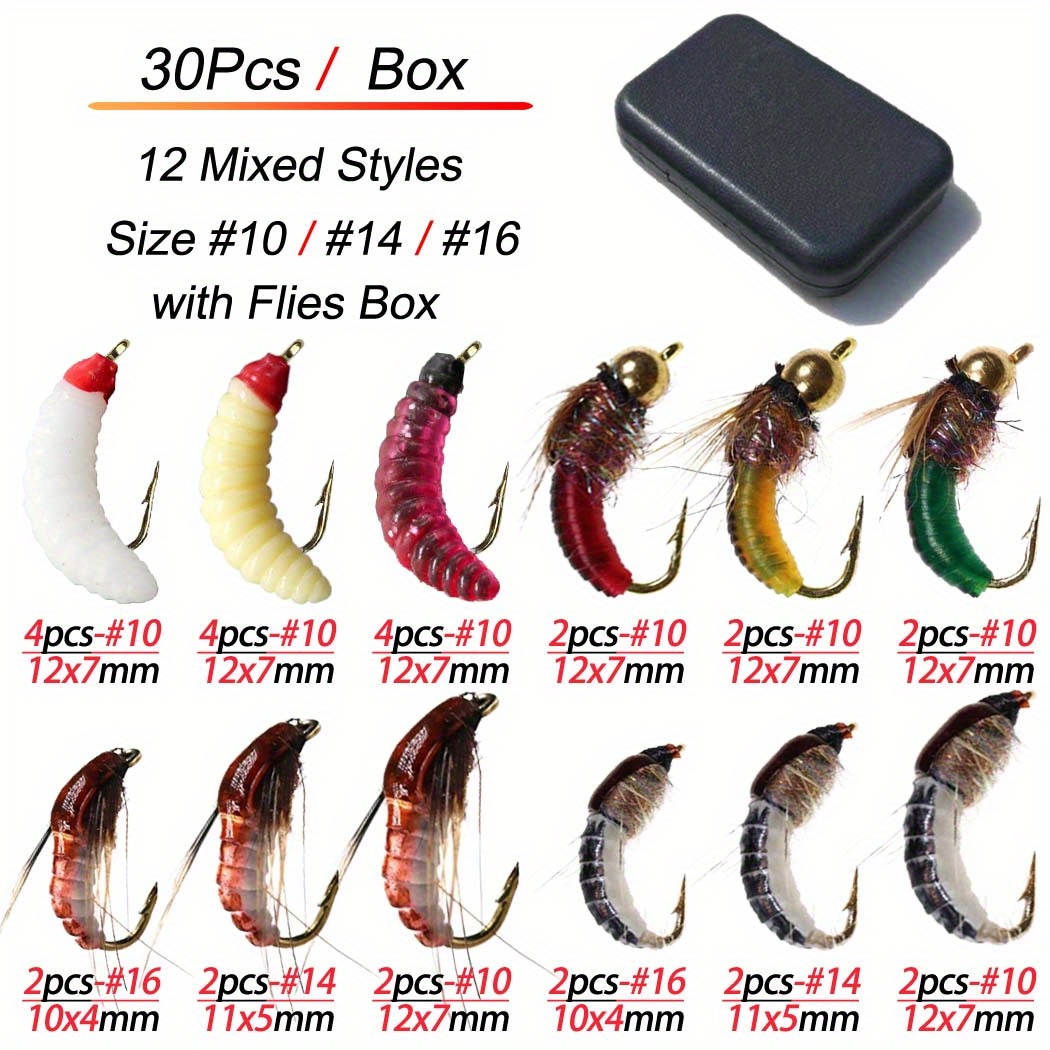 Vampfly 50pcs/Pack Barbed and Barbless Fishing Fly Tying Hook Nymphs Pupa  Egg Fly Dry Fly