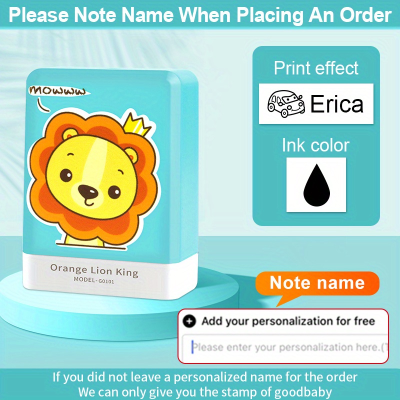 Yellow Lion Custom Name Stamp Waterproof Non fading Seal - Temu