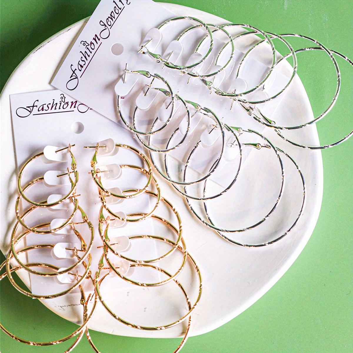 Lot Golden Round Big Hoop Earrings Accessories Exaggerated - Temu