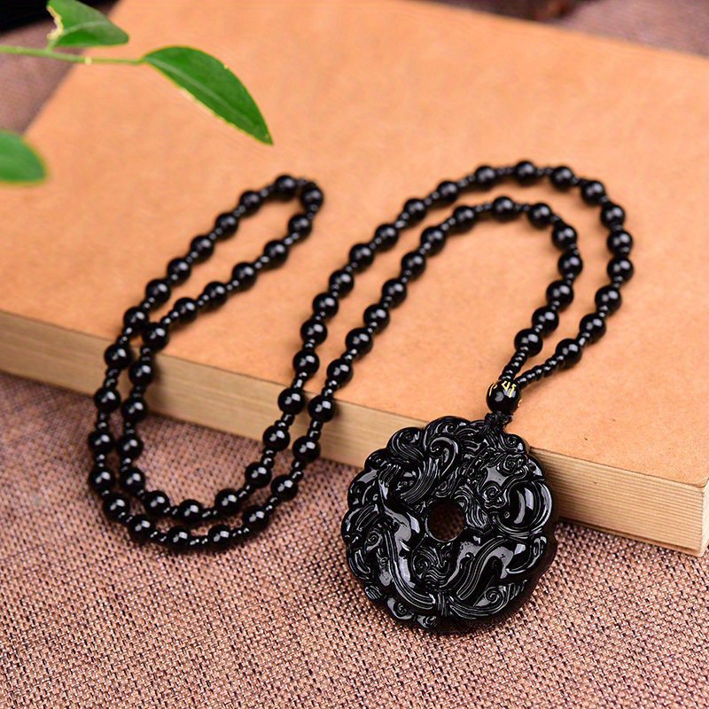 Pixiu Feng Shui Black Obsidian Pendant Good Luck Necklace Temu