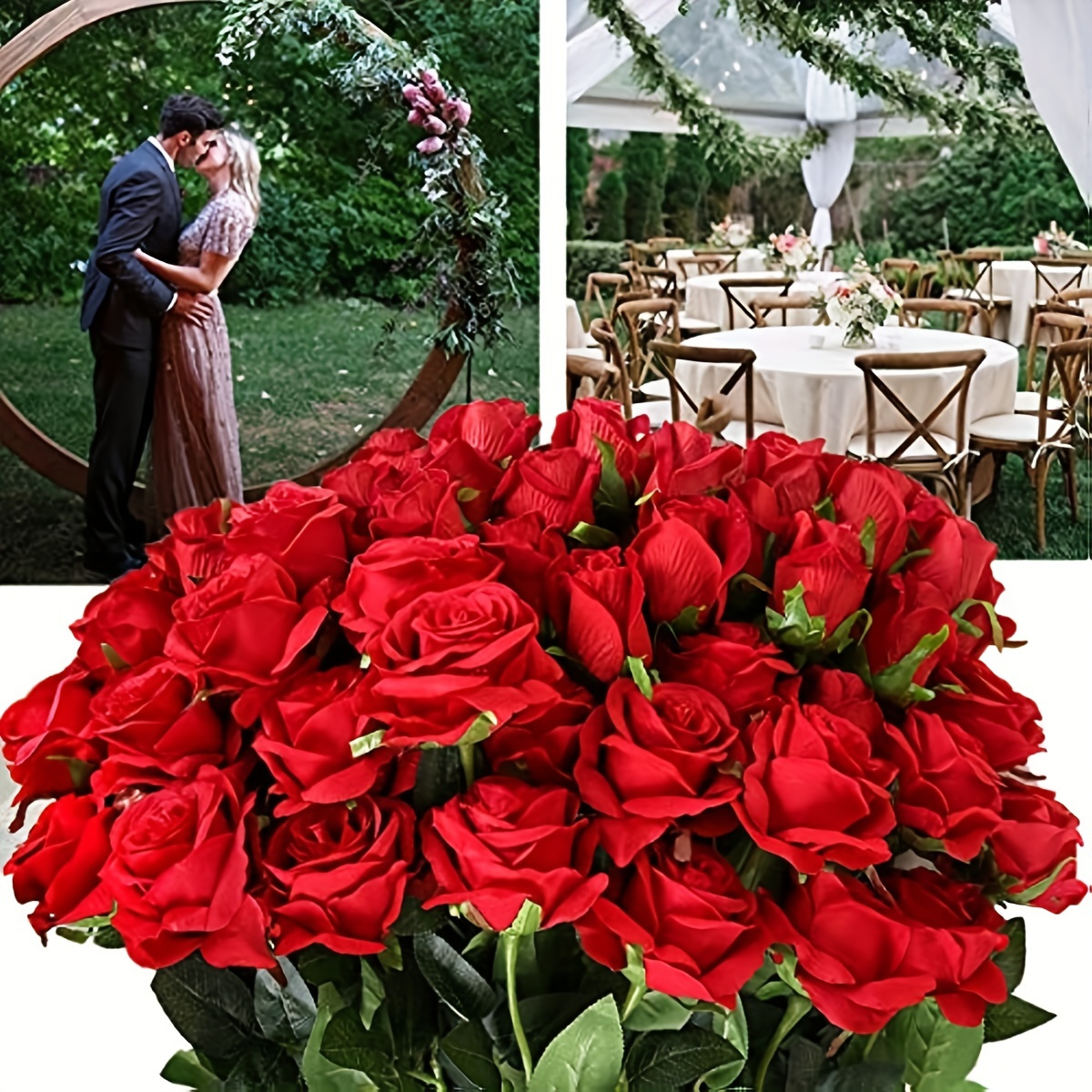 JUSTOYOU 10 rosas artificiales, rosas de flores realistas, rosas de seda de  tacto real, ramos de flores falsas de tallo largo para decoración del