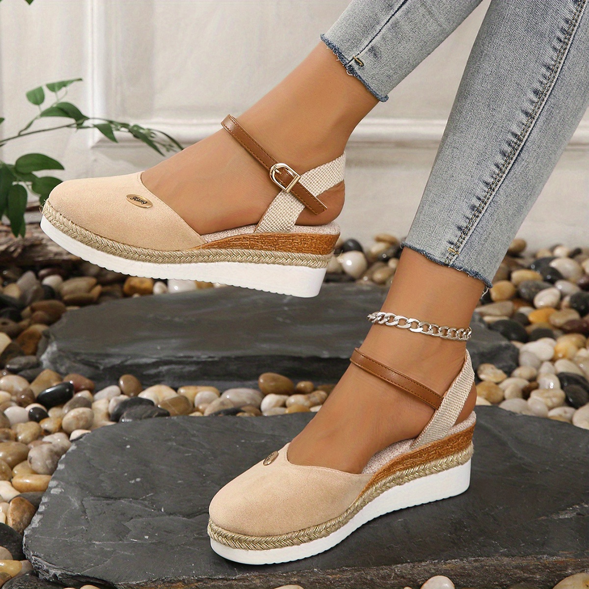 Women s Wedge Slingback Sandals Closed Toe Ankle Strap Temu